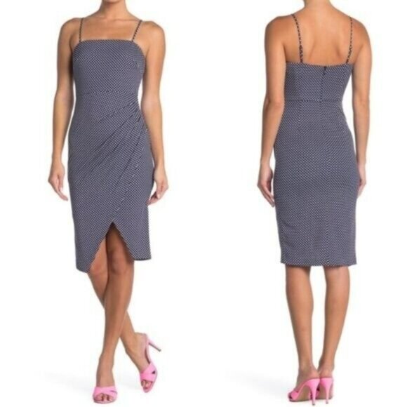Betsey Johnson Polka Dot Square Neck Faux Wrap Dress.  SZ 6 - Picture 1 of 4